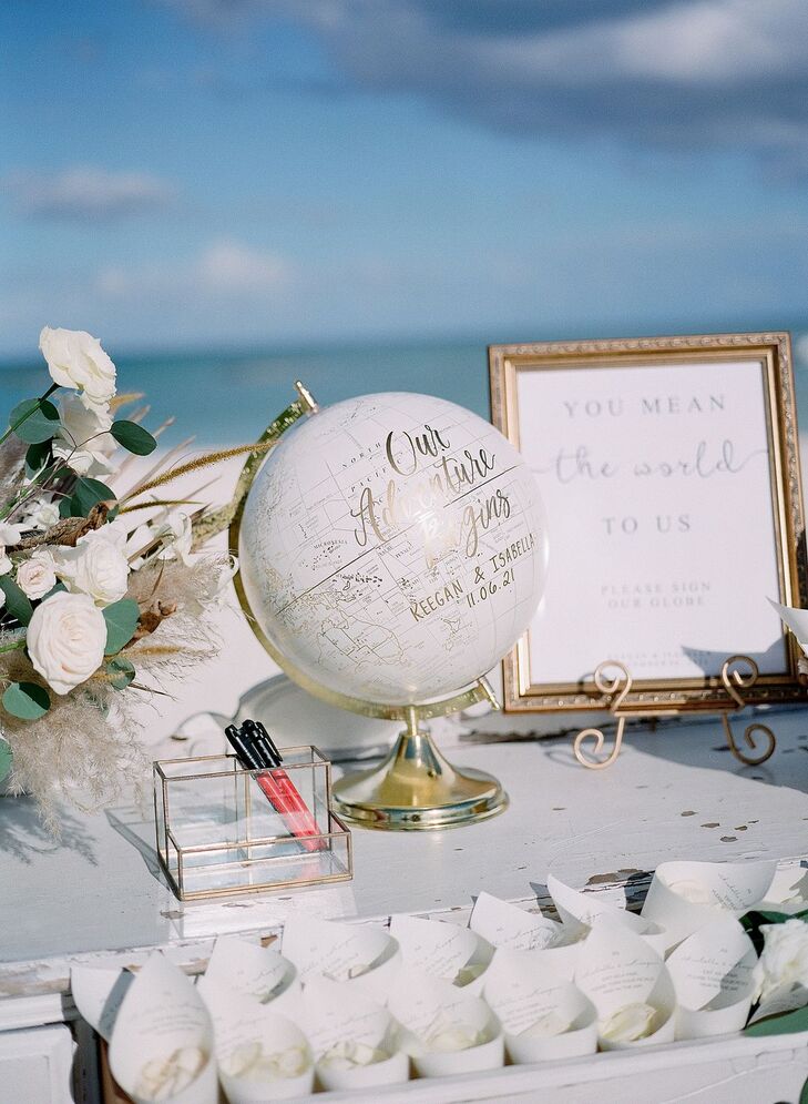 Globe Guest Book at Beach Wedding in MExico