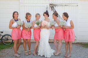 Preppy Pink and White Bridesmaid Outfits