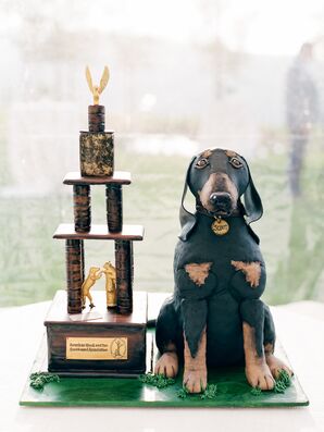 Fondant Dog and Trophy Groom's Cake