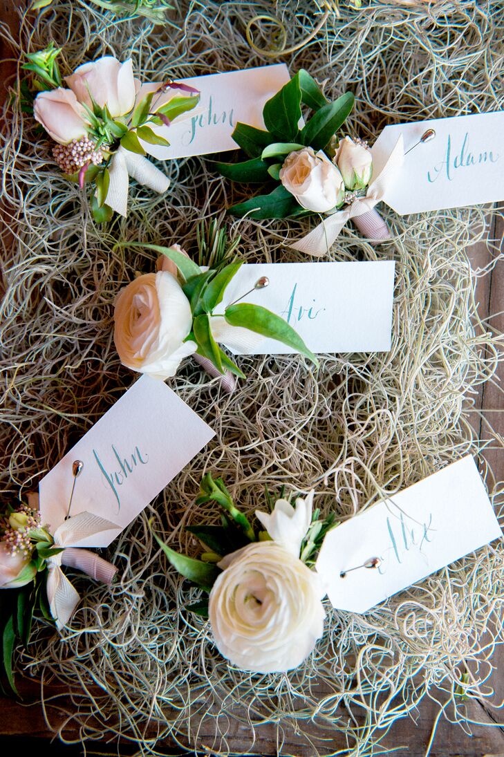 Soft Ranunculus and Rose Boutonnieres