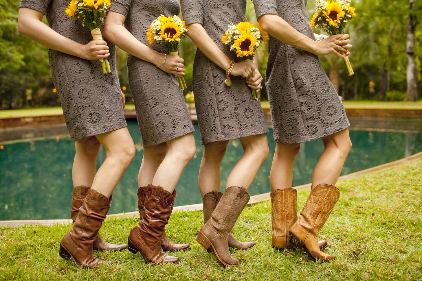 Gray Lace Bridesmaid Dresses