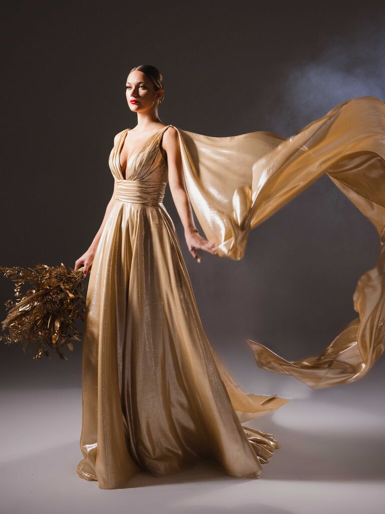 gold wedding dress