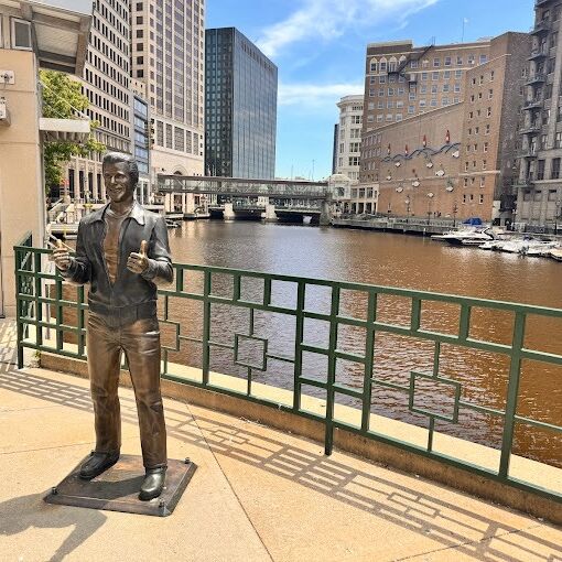Picture of “Bronze Fonz” by Gerald P. Sawyer