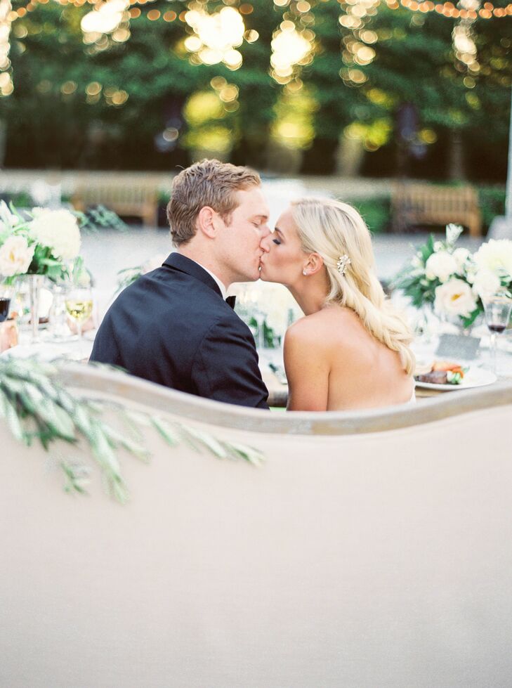 Bride and Groom Wedding Reception Kiss