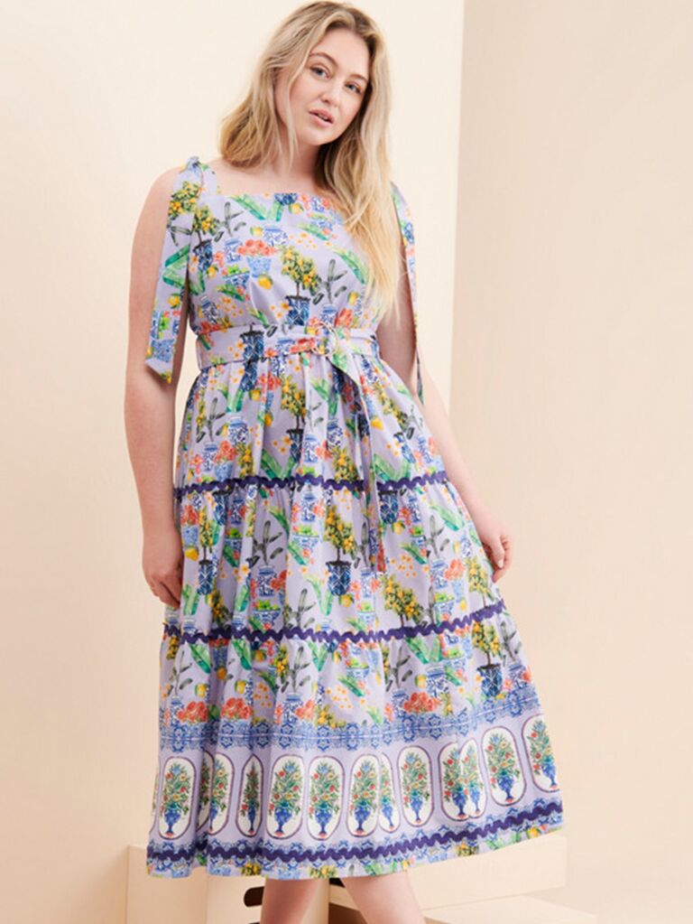 Tiered plus size wedding guest dress from Emily Lovelock