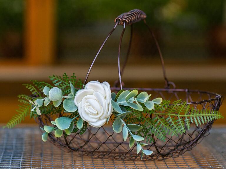 shallow wire flower girl basket