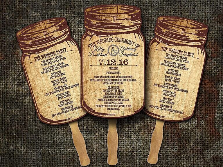 Social Stationery mason jar wedding program fans