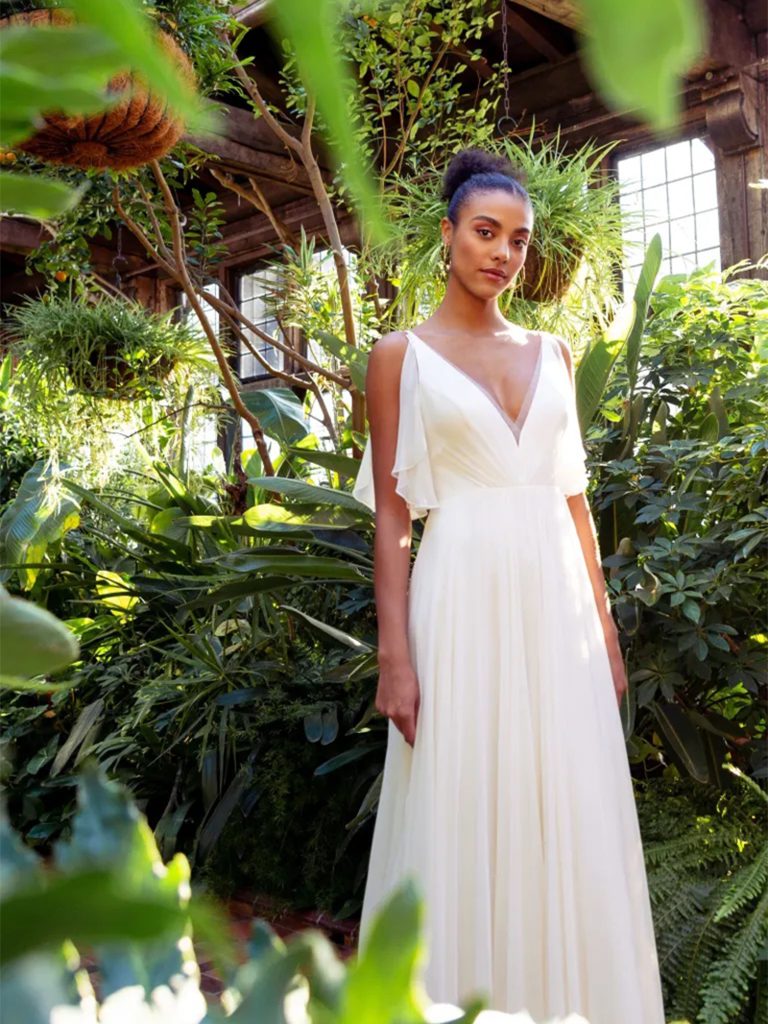 plunging v neck wedding dress