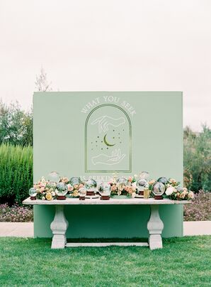 Mint Green, Tarot-Inspired Seating Chart With Crystal Balls