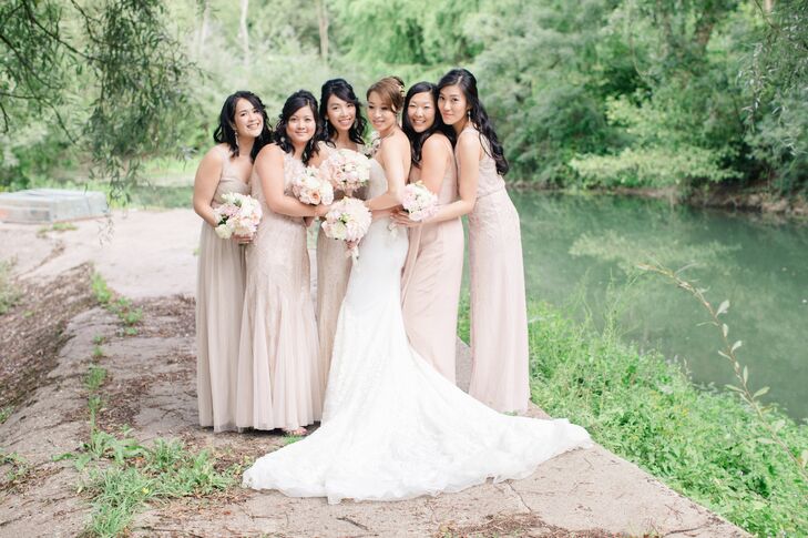 Mismatched Pale Blush Bridesmaid Dresses