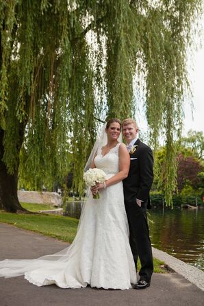 Traditional Bride and Groom at Public Garden in Boston