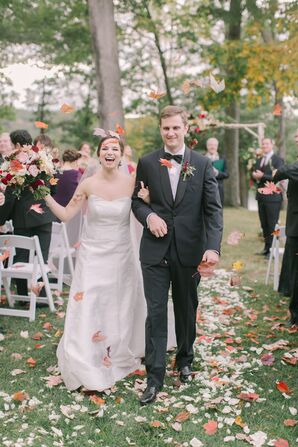 Couple Recessing at Tuxedo Park in Tuxedo, New York