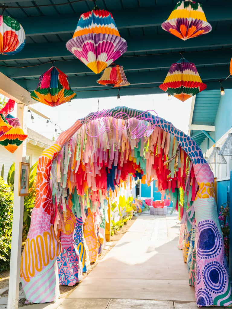Fun wedding archway in bright colors