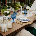 Boho outdoor wedding shower setup 