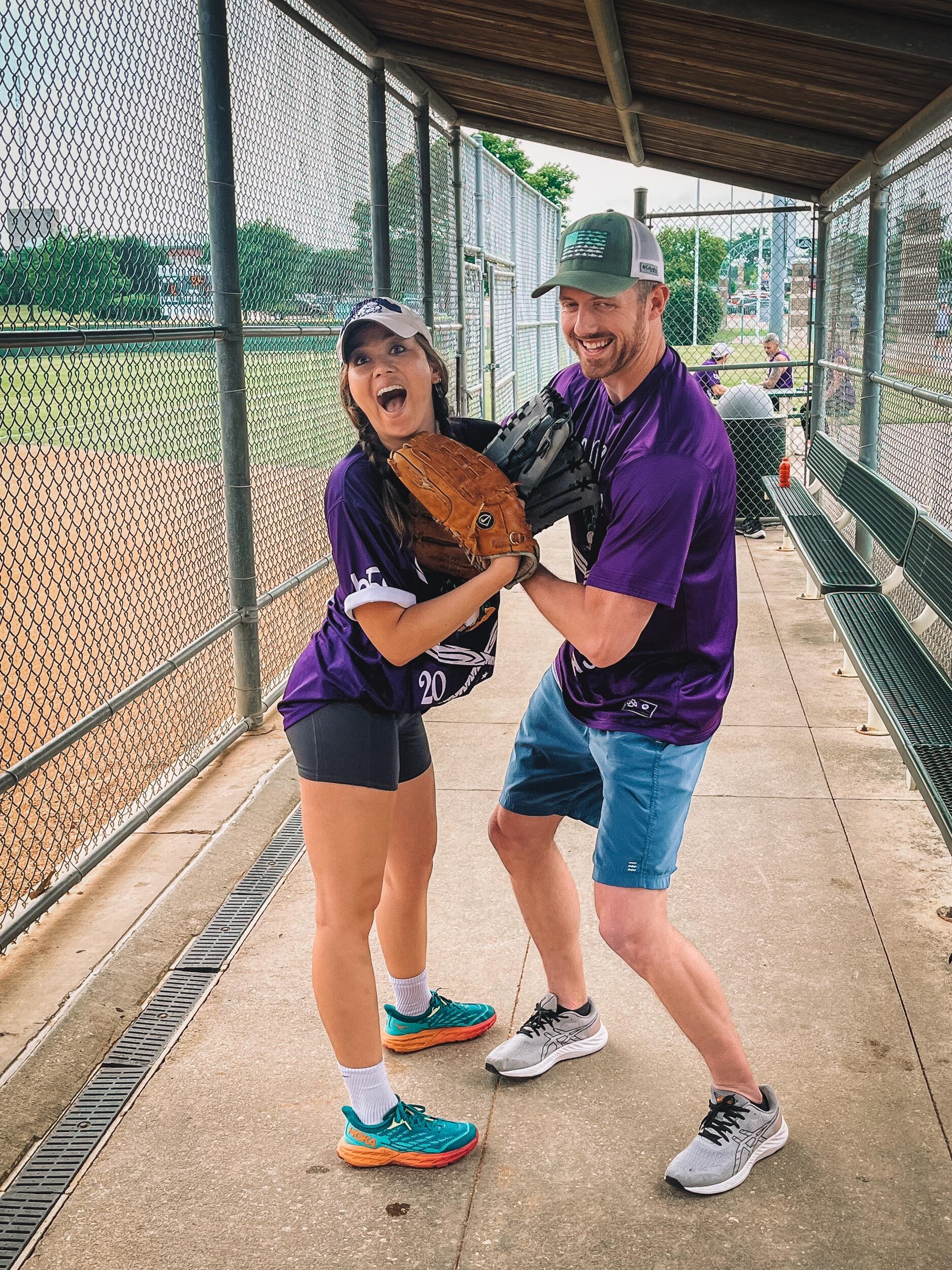 Danny successfully played on the family softball team!