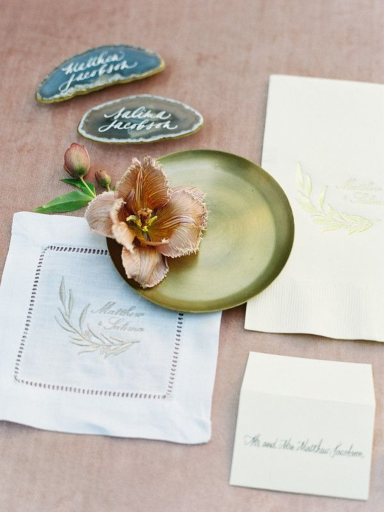 Flatlay with fringe tulip bloom