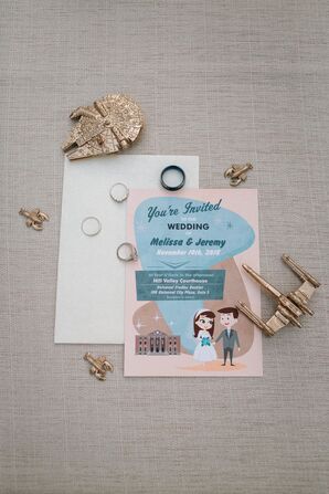 Retro Wedding Invitation with Personalized Drawing