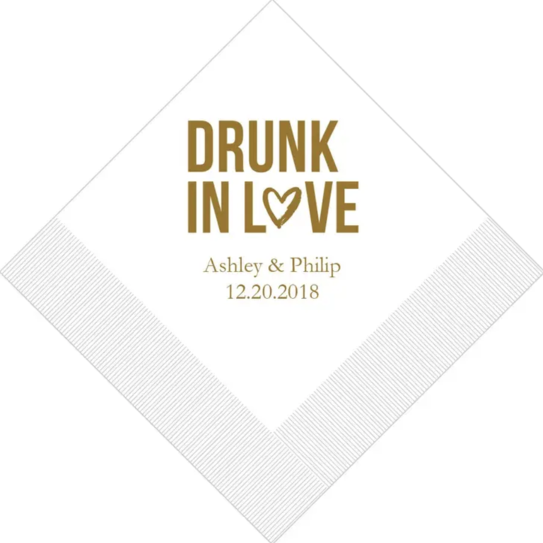 'Drunk in love' Personalized Foil Printed Beyonce Bachelorette Paper Napkins