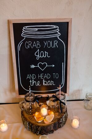 Mason Jar Escort Card Sign in Chalkboard