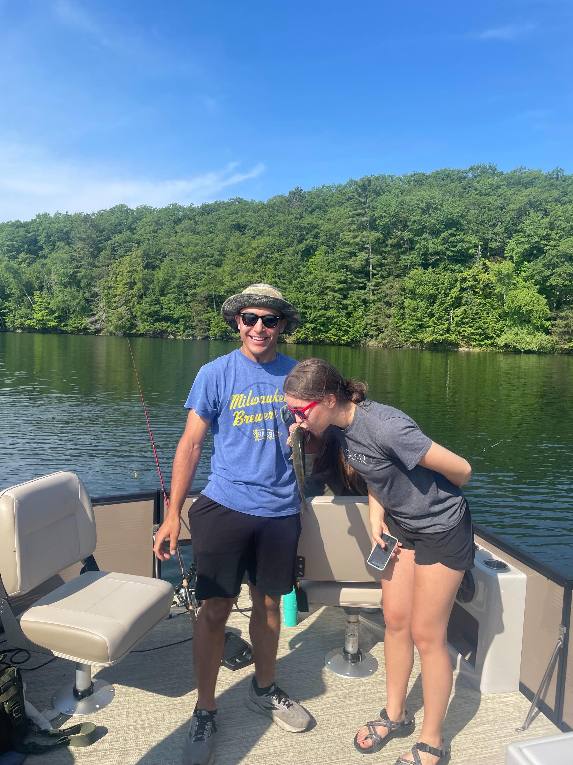 Elliot meets the Wesle family up in Minocqua and catches one little fish. Elliot and Allie arrive at midnight and 5 min later her parents pull up. It was not how Elliot was expecting to meet the family, but quickly felt right at home.
