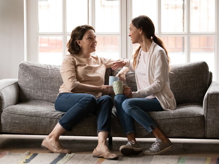 Mother and daughter having a conversation.