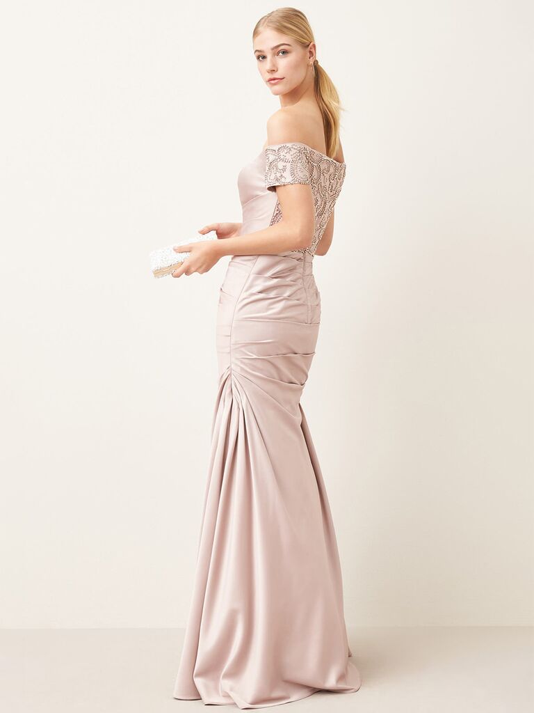 Beaded off the shoulder detail and mermaid skirt