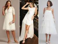 three modern and elegant short and mini wedding dresses 