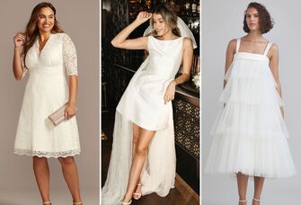 three modern and elegant short and mini wedding dresses 