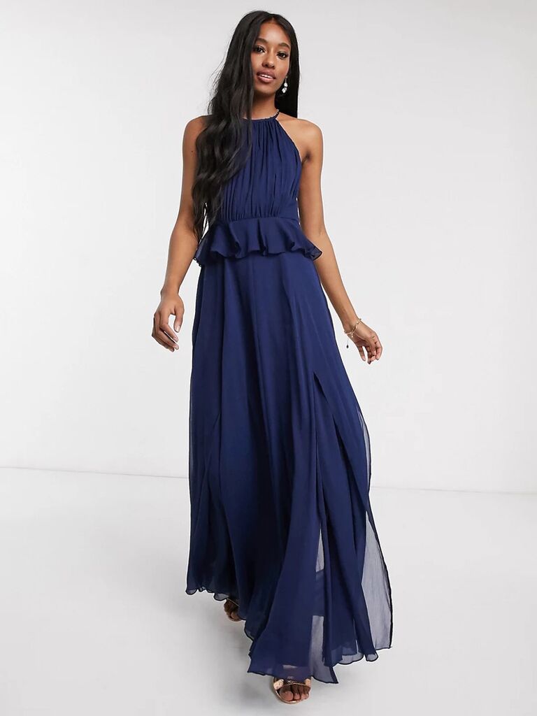 Navy maxi dresses for weddings store