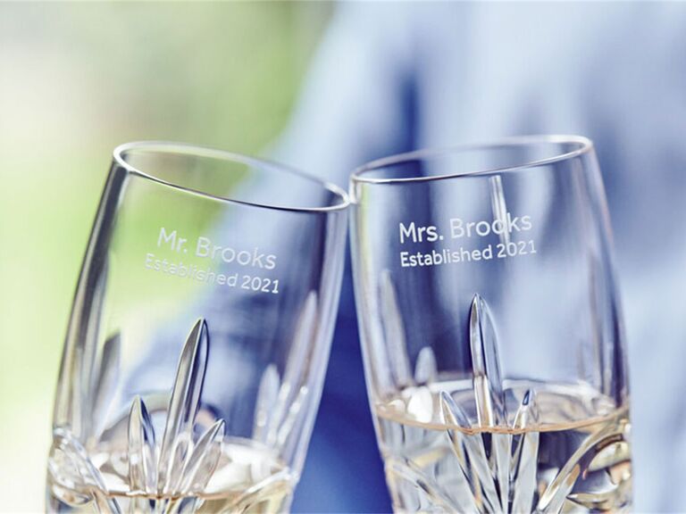 Custom engraved champagne flutes good wedding gift for wife