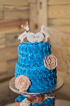 Blue Buttercream Rosette Wedding Cake
