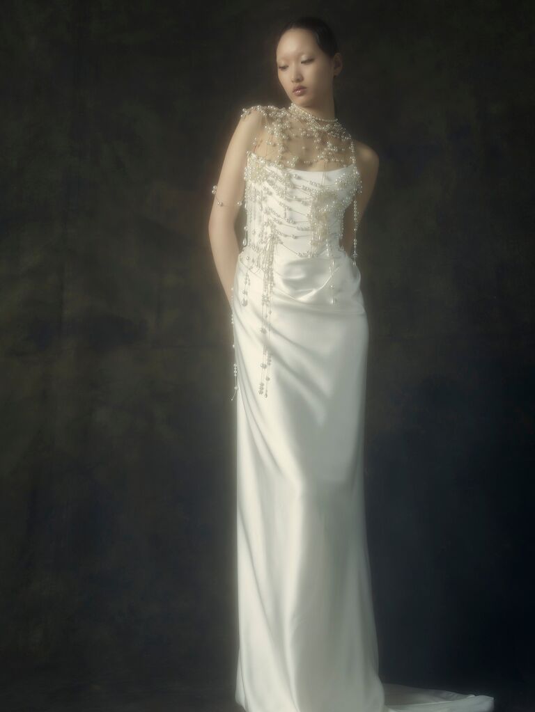Avant-garde silk wedding dress by Vivienne Westwood. 