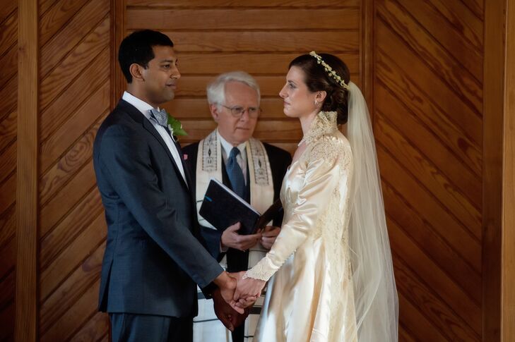 "My siblings each read a text from The Qur’an, the Bhagavad Gita, and a poem by Khalil Gibran.  We said our vows in both Hebrew and English, and Chris successful stomped on the ceremonial glass," Nellie says of their eclectic, interfaith ceremony.