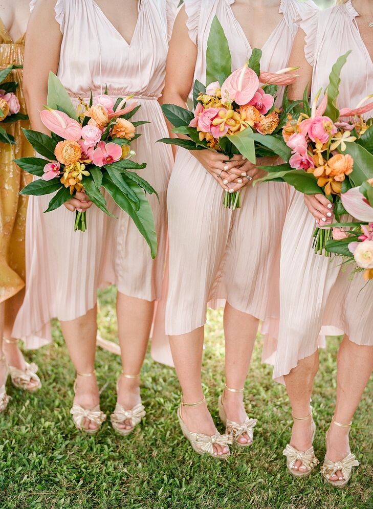 Blush Bridesmaid Dresses for Tropical Wedding in Kapalua, Hawaii