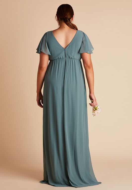 Birdy Grey Hannah Empire Curve in Sea Glass V-Neck Bridesmaid Dress - 3