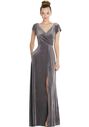 Dessy Group Cap Sleeve Faux Wrap Velvet Maxi Dress with Pockets - 6862 V-Neck Bridesmaid Dress - thumbnail - 1