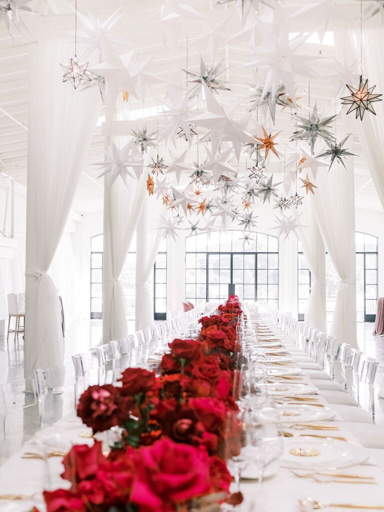 celestial rehearsal dinner with red roses