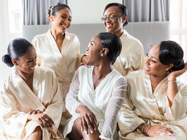 Bridesmaid hairstyle slicked back bun