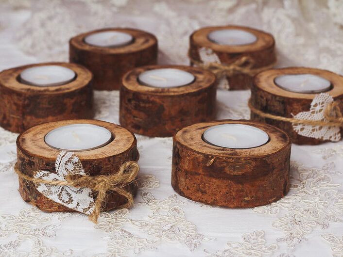 AS Deco Rustic wood tea light holders