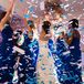 One of the groomsmen surprised the couple by bringing along his famous confetti gun, which took the dance party to a new level. “All the guests had a great time taking turns shooting off the confetti and dancing around in the streams,” Amy says.