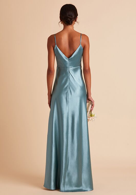 Birdy Grey Jay Satin Dress in Sea Glass V-Neck Bridesmaid Dress - 3