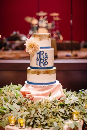 Four-Tier Gold-Brushed Cake