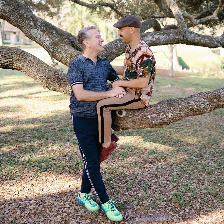 Engagement photoshoot in a tree