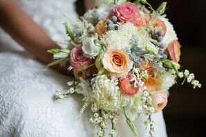 Light Peach, Ivory Bridal Bouquet