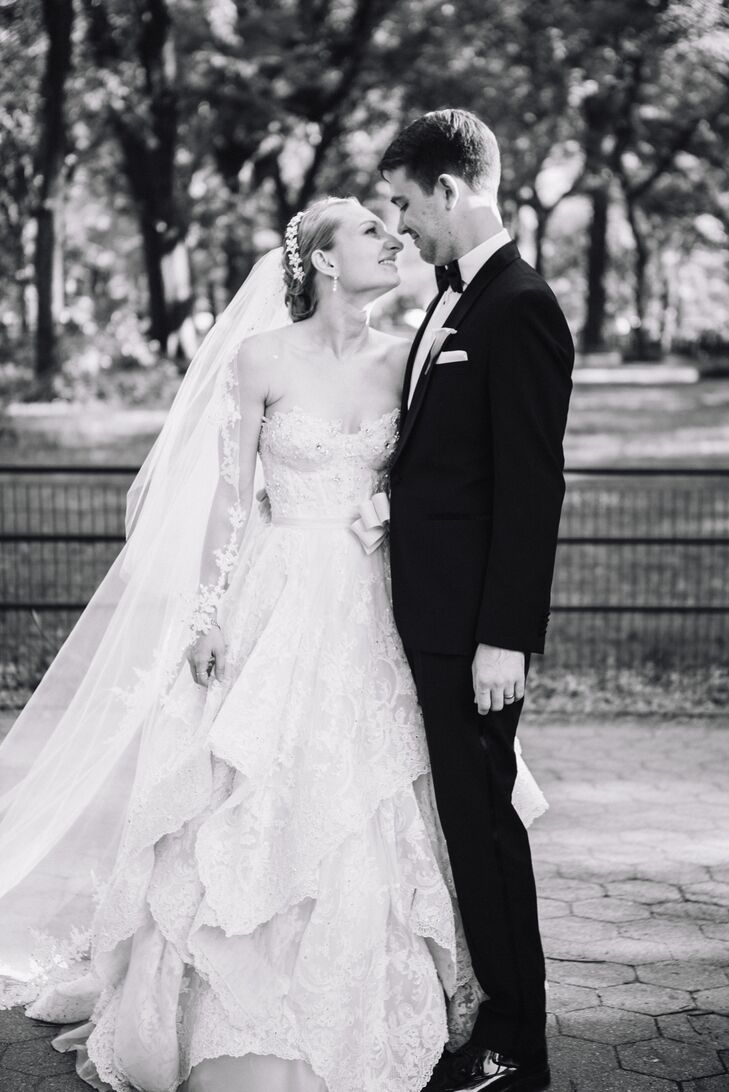 Pnina Tornai Floral Applique Wedding Dress