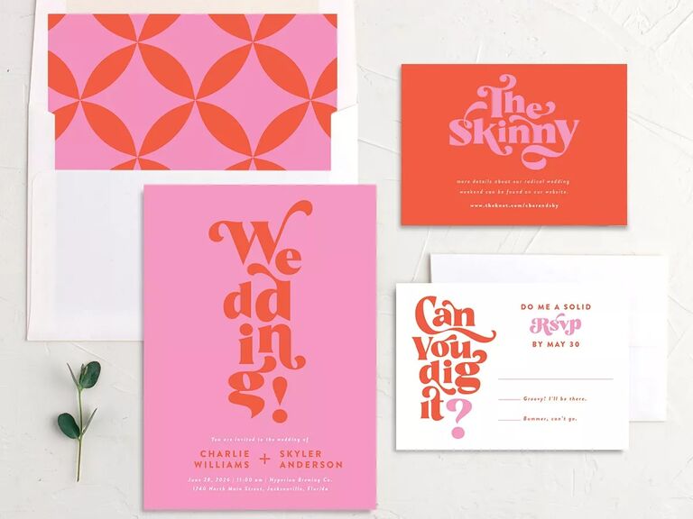 Retro unique valentine's day wedding invites