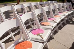 DIY Pink and Orange Ceremony Fans
