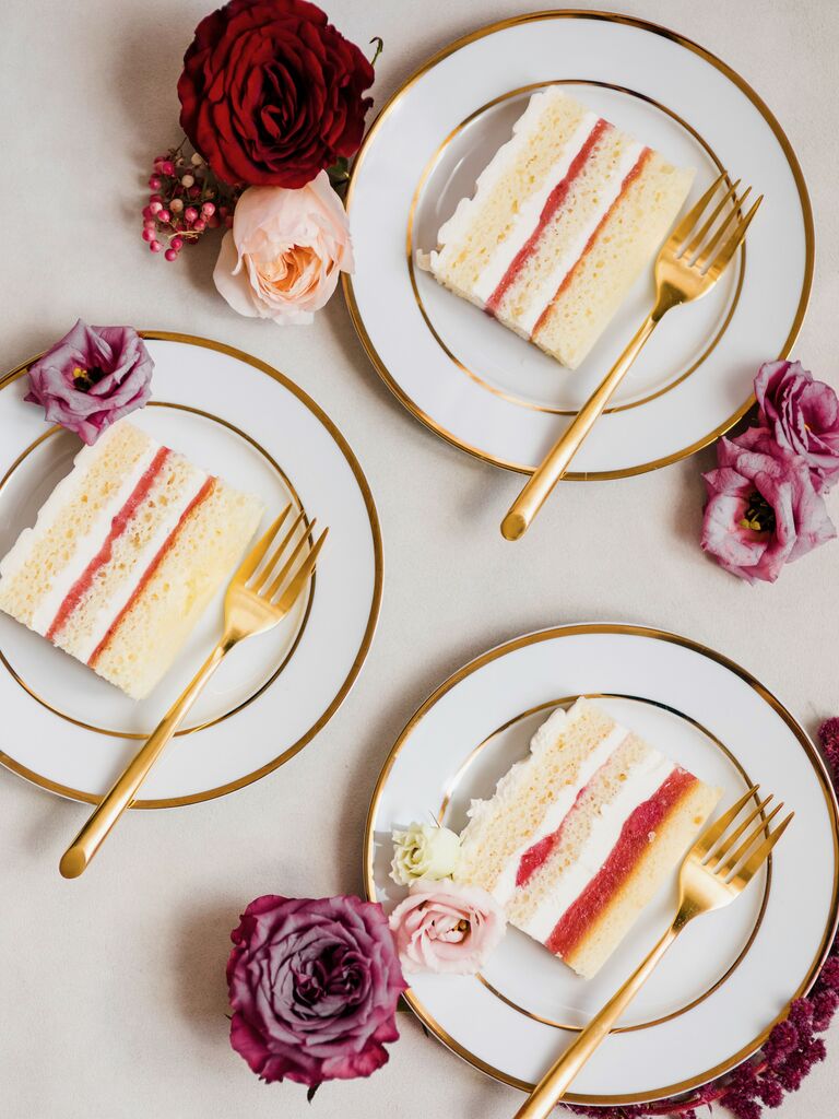 slices of wedding cake on plates