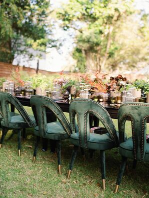 Emerald Green Velvet Chairs for Luxe Wedding Reception