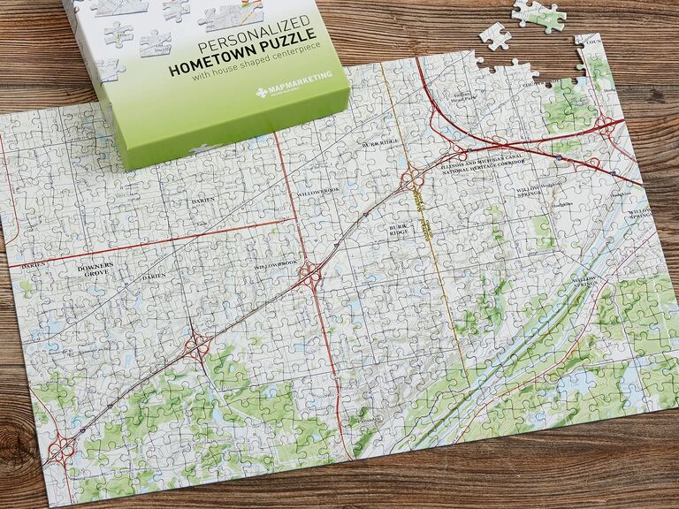 Personalized hometown map puzzle unusual engagement gift idea